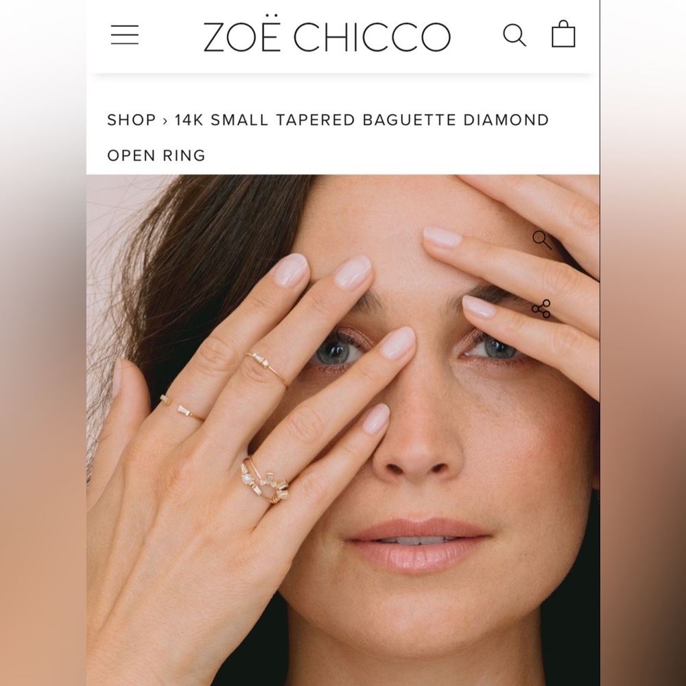 Zoe Chicco 14K Large Tapered Baguette Diamond Open Ring - 5.5